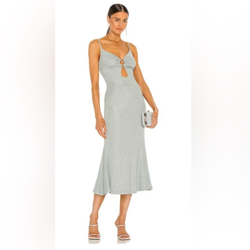 Misha Seafoam Metallic Dress